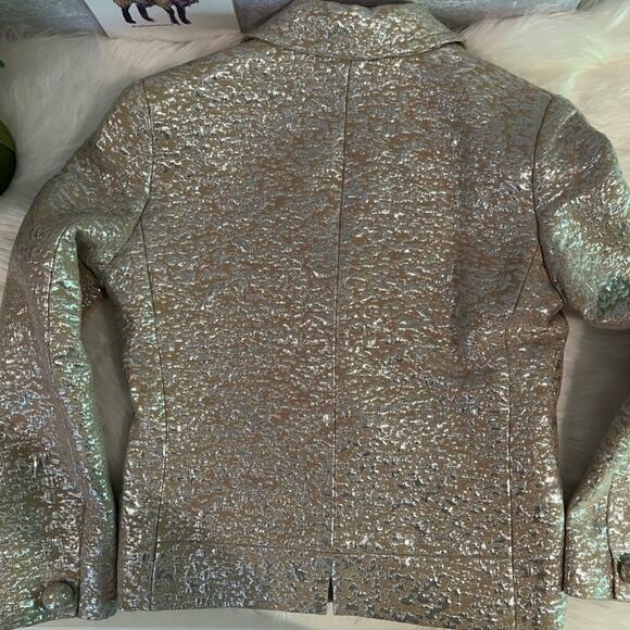 NEW J. Crew Wool Metallic Silver Brocade Jacquard Career Suit Blazer Jacket RARE - Picture 6 of 15